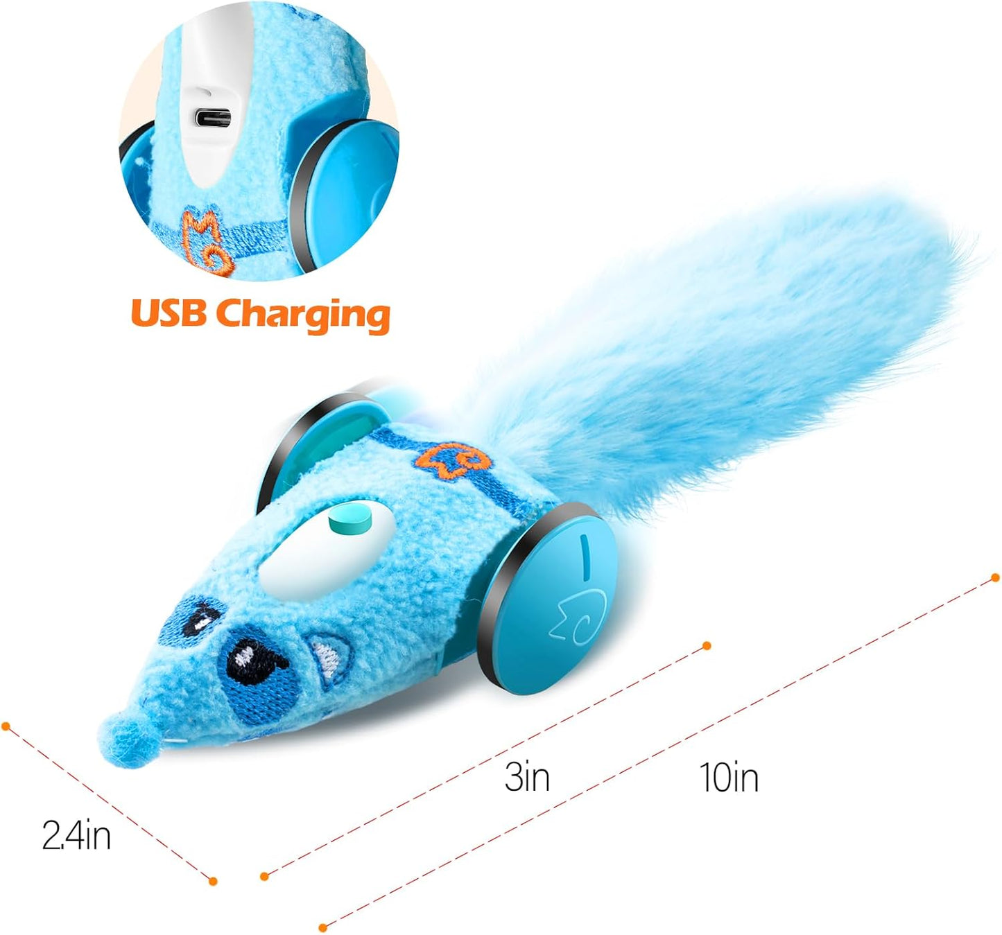 Migipaws Automatic Cat Toys, Plush Cat Mouse Toy, Interactive Toy for Indoor Cats, Smart Moving Kitten Toy, Rechargeable (Blu0e)