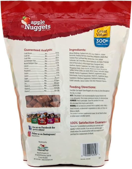Manna Pro Bite-Size Nuggets for Horses - Pocket Sized Training Horse Treats - Apple Flavored Treats - Packs with Vitamins & Minerals- Great Taste Guaranteed - 4lbs