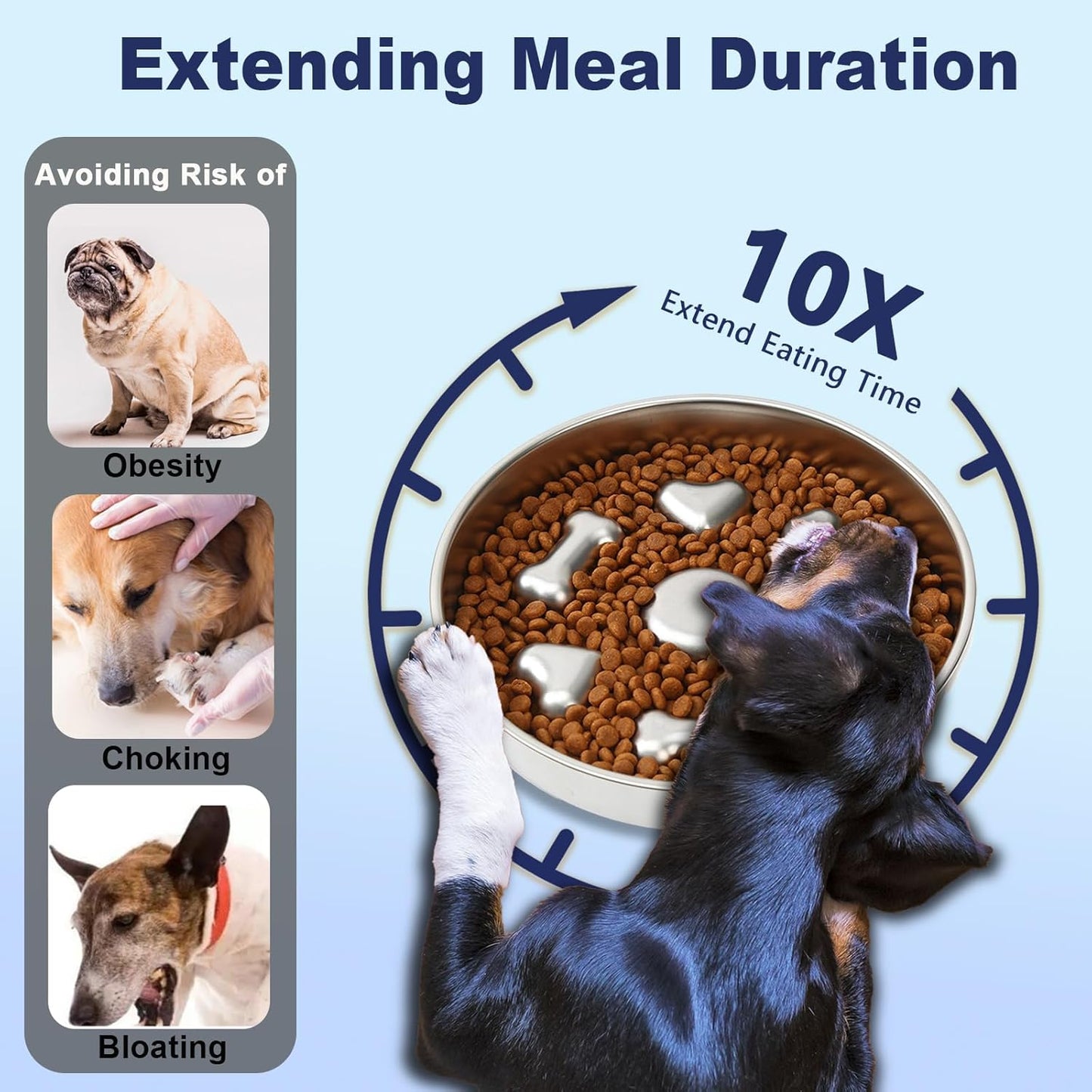 Slow Feeder Dog Bowls, 2-Cup Medium Breed Stainless Steel Per Bowl, Slow Down Eating Dish Preventing Choking Metal Dog Bowl