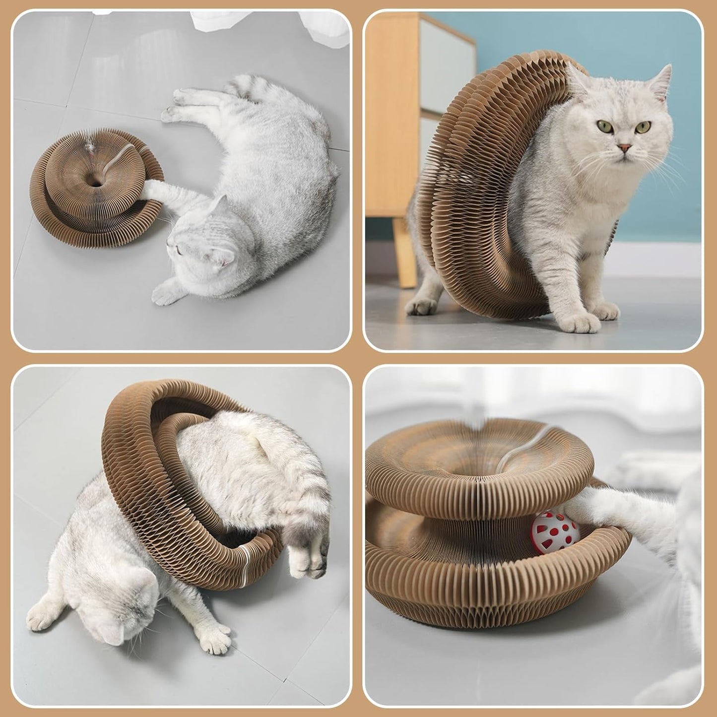 DFQ Kitty Kurlz, Magic Organ Cat Scratching Board Toy with Balls Bells,Made of Recyclable Corrugated Cardboard,Interactive Mental Physical Exercise Cat Toys for Indoor Cats(1PCS)
