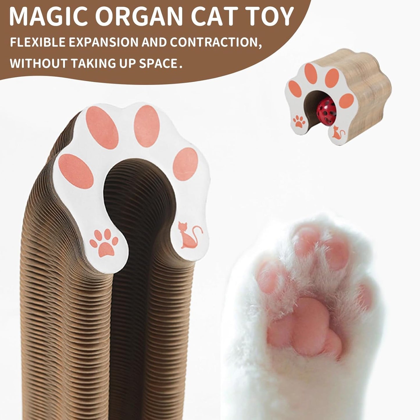 DFQ Kitty Kurlz, Magic Organ Cat Scratching Board Toy with Balls Bells,Made of Recyclable Corrugated Cardboard,Interactive Mental Physical Exercise Cat Toys for Indoor Cats(1PCS)