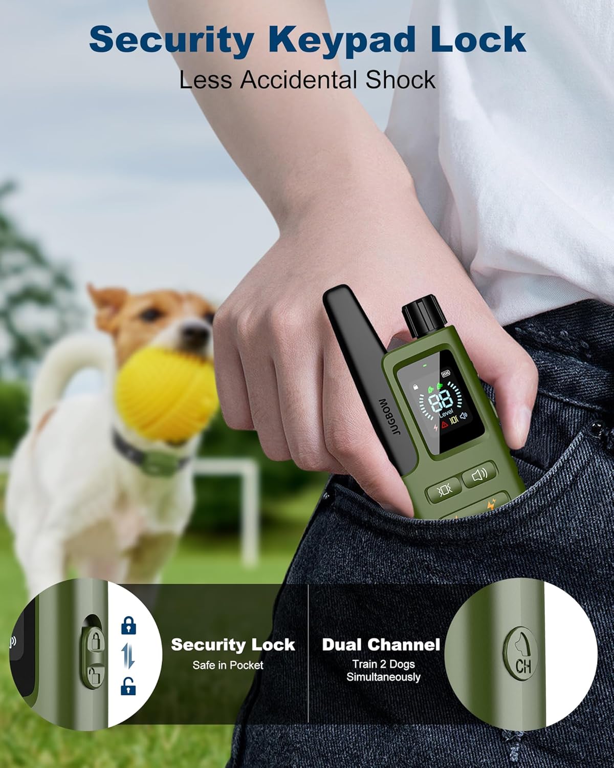 Jugbow Dog Shock Collar - 4200FT Dog Training Collar with Remote Innovative IPX7 Waterproof with 4 Training Modes, Rechargeable E-Collar for All Breeds