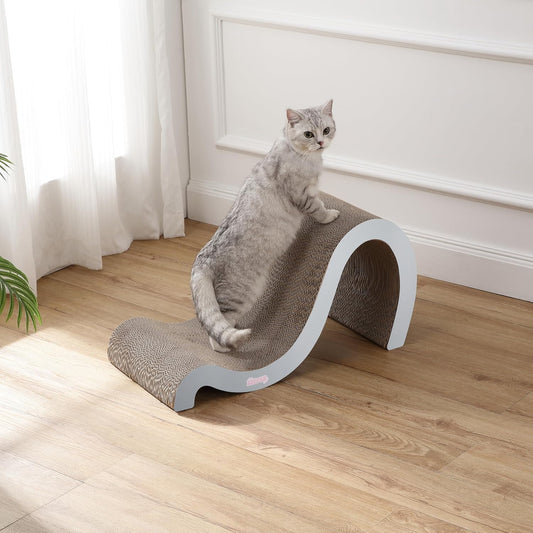CSR1013E Kona 27" Modern Cardboard Double-Sided Wave Cat Scratcher with Catnip, Fog