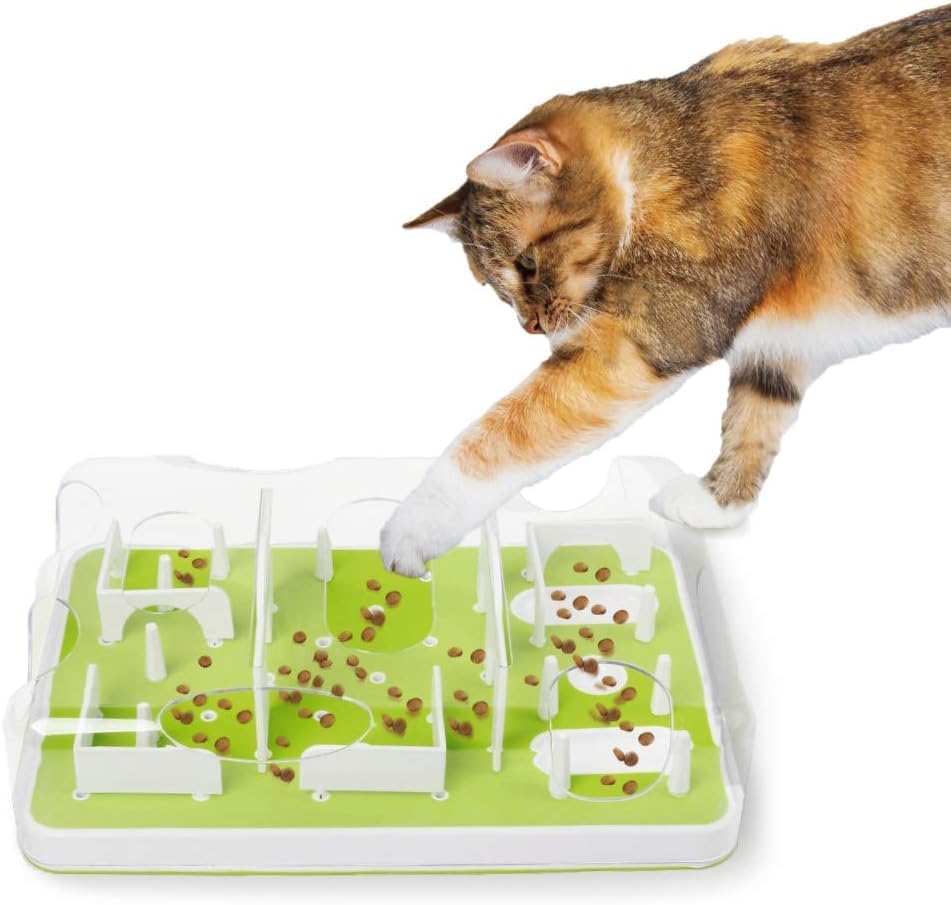ALL FOR PAWS Interactive Cat Puzzle Feeder & Slow Feed Toy – Mental Stimulation Treat Dispenser Maze for Indoor Cats, Enrichment & Cat Food Toy