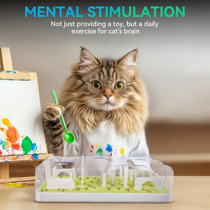 ALL FOR PAWS Interactive Cat Puzzle Feeder & Slow Feed Toy – Mental Stimulation Treat Dispenser Maze for Indoor Cats, Enrichment & Cat Food Toy