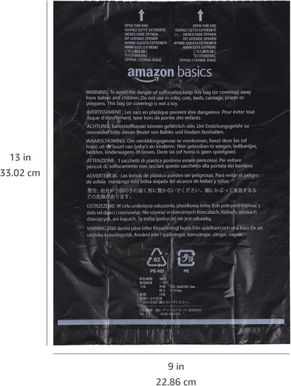 Dog Poop Leak Proof Bags with Dispenser and Leash Clip, Unscented, 300 Count, 20 Pack of 15, Black, 13 x 9 Inch