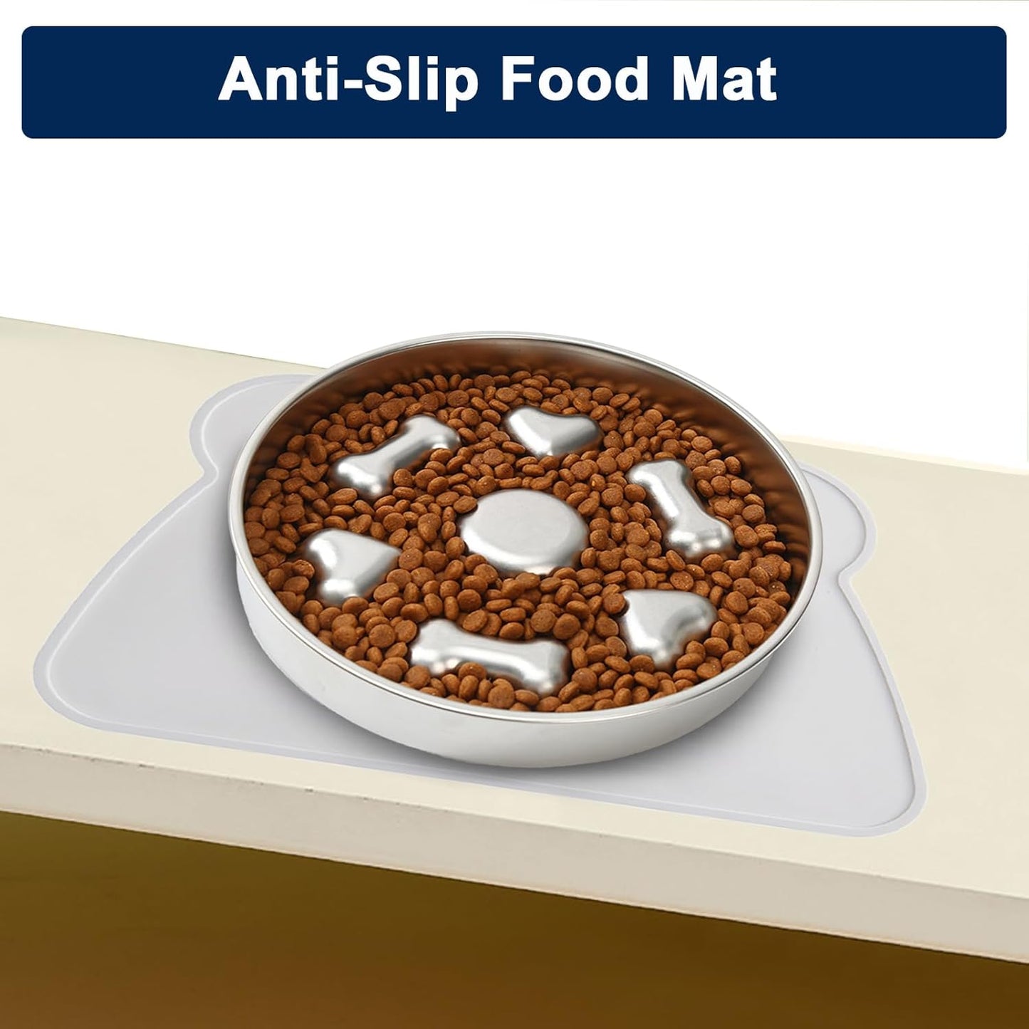 Slow Feeder Dog Bowls, 2-Cup Medium Breed Stainless Steel Per Bowl, Slow Down Eating Dish Preventing Choking Metal Dog Bowl