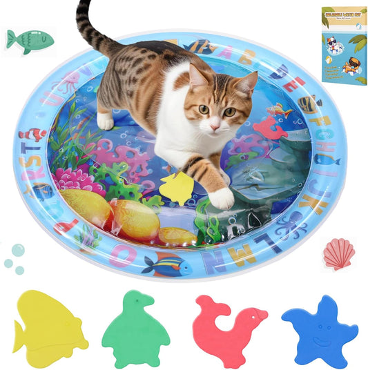 ZALALOVA Water Sensory Playmat for Cats, Thickened Upgraded Cat Dog Toys Bored Pet Animals Kicker Toys Self Play Mat, Interactive Pet Water Sensory Mat Pad Cooling Mat Indoor Outdoor Exercise