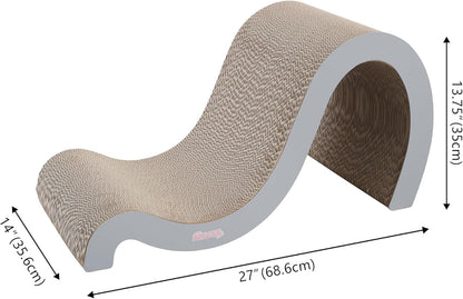 CSR1013E Kona 27" Modern Cardboard Double-Sided Wave Cat Scratcher with Catnip, Fog