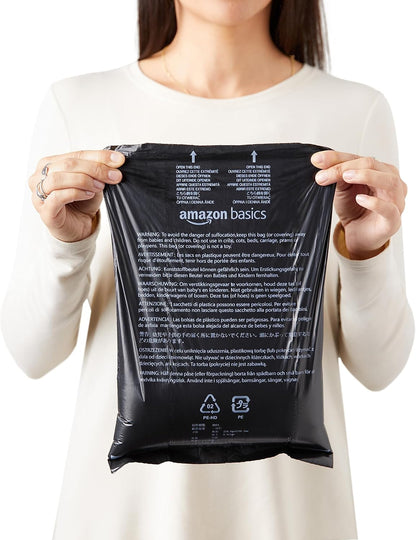 Dog Poop Leak Proof Bags with Dispenser and Leash Clip, Unscented, 300 Count, 20 Pack of 15, Black, 13 x 9 Inch