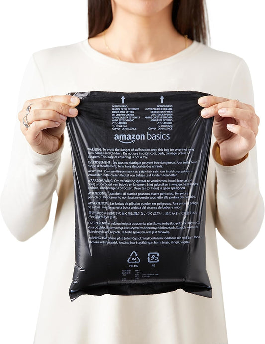 Dog Poop Leak Proof Bags with Dispenser and Leash Clip, Unscented, 300 Count, 20 Pack of 15, Black, 13 x 9 Inch